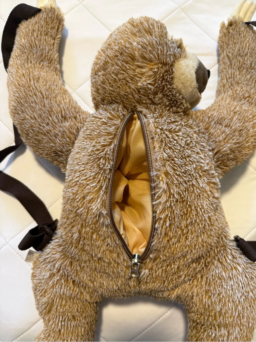 Plush Sloth Backpack - Secret Stash Pack - adjustable straps - Light Brown